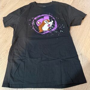 Black Graphic Tee with Cartoon Design